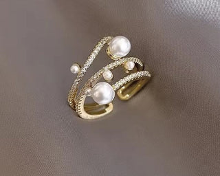 Anna Dreilagiger Perlen-Goldring